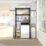 Ulif U8 Laundry Room Storage Organizer, Over The Washer and Dryer Storage Shelves for Laundry Organization, 35" W x 13.4" D x 76.2" H, Suit Washing Machine Width Within 32.6", Hold 304 lb, Black