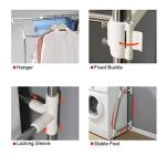 BAOYOUNI 2-Layer Over Washing Machine Storage Rack Utility Metal Bathroom Shelf 6-Hook Space Saver Width Adjustable Organization for Laundry Room Toilet (62-101cm, Ivory)