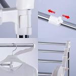BAOYOUNI 2-Layer Over Washing Machine Storage Rack Utility Metal Bathroom Shelf 6-Hook Space Saver Width Adjustable Organization for Laundry Room Toilet (62-101cm, Ivory)