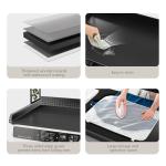 DTK Washer Dryer Countertop with Shelf, 27.55" Depth x 54" Width Laundry Wood Top Cover with Anti-Slip Strips, Over Washer and Dryer Wood Countertop with Edge Rails, Black