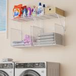 2 Pack Laundry Room Shelves Organization And Storage,Wall Mounted Clothes Drying Rack With Wire Mesh Basket Over Washer And Dryer,Large Capacity Floating Wall Shelf For Bathroom,Kitchen,Storeroom