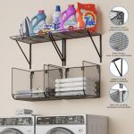 2 Pack Laundry Room Shelves Organization And Storage,Wall Mounted Clothes Drying Rack With Wire Mesh Basket Over Washer And Dryer,Large Capacity Floating Wall Shelf For Bathroom,Kitchen,Storeroom