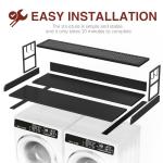 DTK Washer Dryer Countertop with Shelf, 27.55" Depth x 54" Width Laundry Wood Top Cover with Anti-Slip Strips, Over Washer and Dryer Wood Countertop with Edge Rails, Black