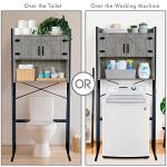 Stephan Roberts Over The Washer or Over The Toilet Storage Cabinet w/Height Adjustable Shelf Laundry Room/Bathroom Organizer Rack, 2-Door Freestanding Rack Space Saver, Grey