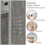 Stephan Roberts Over The Washer or Over The Toilet Storage Cabinet w/Height Adjustable Shelf Laundry Room/Bathroom Organizer Rack, 2-Door Freestanding Rack Space Saver, Grey