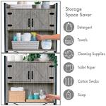 Stephan Roberts Over The Washer or Over The Toilet Storage Cabinet w/Height Adjustable Shelf Laundry Room/Bathroom Organizer Rack, 2-Door Freestanding Rack Space Saver, Grey