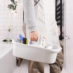 Haundry Large Cleaning Supplies Caddy with Handle, Plastic Storage Bucket Organizer for Cleaning Products, Shower Caddy Basket for Car, Dorm, Bathroom, Garden, Kitchen -White