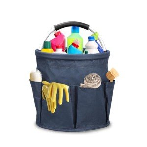 Qivine 17L Cleaning Caddy with Handle, Cleaning Supply Caddy Foldable Cleaning Caddy Cleaning Products Organizers Portable Cleaning Bucket Organiser for Storing Towels(Blue)