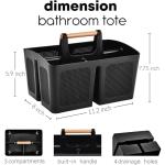 ALINK Portable Shower Caddy Basket with Compartments, Plastic Divided Cleaning Caddy Organizer Storage Tote with Handle for Bathroom, College, Dorm Room Essentials, Black