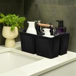 ALINK Portable Shower Caddy Basket with Compartments, Plastic Divided Cleaning Caddy Organizer Storage Tote with Handle for Bathroom, College, Dorm Room Essentials, Black