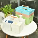 ALINK Portable Shower Caddy Basket with Compartments, Plastic Divided Cleaning Caddy Organizer Storage Tote with Handle for Bathroom, College, Dorm Room Essentials, Black