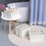 Xuhdukc Shower Caddy Portable and Cleaning Caddy Organizer for Bathroom, Kitchen, Toiletries Storage ，Caddy organizer with handle, Rust-Resistant, Durable Material (Cream White, 9.36"L×7.73"W×7.24"H)