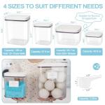 Zingbee 4 Pack Stackable Laundry Pods Container & Dryer Sheet Holder with Pop-Up Lids & Labels, Sealing Laundry Room Organization and Storage Jars for Powder, Scent Bead, Dryer Balls