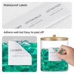 Glass Jars and Acrylic Dryer Sheet Holder, Laundry Pods Container with Bamboo Lid and 27 Labels, Powder Detergent Containers for Laundry Room Organization, Storage Jars Set (3 Pack)