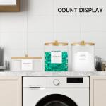 Glass Jars and Acrylic Dryer Sheet Holder, Laundry Pods Container with Bamboo Lid and 27 Labels, Powder Detergent Containers for Laundry Room Organization, Storage Jars Set (3 Pack)