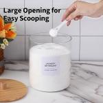 Glass Jars and Acrylic Dryer Sheet Holder, Laundry Pods Container with Bamboo Lid and 27 Labels, Powder Detergent Containers for Laundry Room Organization, Storage Jars Set (3 Pack)