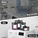 Zingbee 4 Pack Laundry Detergent Containers & Dryer Sheet Holder with Black Lids, Scoops & Labels - Plastic Laundry Organizer and Storage Jars for Pods, Detergent, Scent Booster