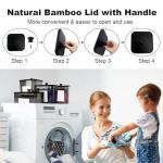 Zingbee 4 Pack Laundry Detergent Containers & Dryer Sheet Holder with Black Lids, Scoops & Labels - Plastic Laundry Organizer and Storage Jars for Pods, Detergent, Scent Booster