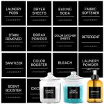 HVSWLY Laundry Labels for Jars,14 PCS Minimalist Laundry Room Sticker Labels,Removable Waterproof Labels for Laundry Containers,Home Storage Organization(Black)