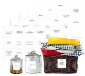 Dekluttr 144 Minimalist Laundry Labels for Organizing Linen, Storage, and Laundry Room Preprinted Organization Labels for Storage Bins Containers and Jars