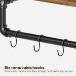 YATINEY Pipe Clothes Rack, 31.5 in Wall Mounted Garment Rack with Top Shelf, Industrial Clothing Rack with Hanging Rod, Heavy Duty Detachable, Space Saver Hanging Clothes Rack, Rustic Brown FS08BRY1