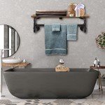 Yawinhe Industrial Pipe Clothes Rack with Top Shelf, Wall Mounted, Space Saving Hanger with 4 Bases, for Shops, Homes, 27.5''Lx10.2''Wx10.2''H, Rustic Brown, 1-Pack
