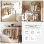 YATINEY Pipe Clothes Rack, 31.5 in Wall Mounted Garment Rack with Top Shelf, Industrial Clothing Rack with Hanging Rod, Heavy Duty Detachable, Space Saver Hanging Clothes Rack, Rustic Brown FS08BRY1