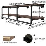 TEDIDUWA 60In Industrial Pipe Clothing Rack with Top Shelf, Space-Saving Wall Mounted Clothes Rack 2 Tiers Pipe Shelves, Shelf with Hanging Rod for Laundry Room, Closet Storage