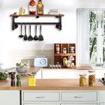 Yawinhe Industrial Pipe Clothes Rack with Top Shelf, Wall Mounted, Space Saving Hanger with 4 Bases, for Shops, Homes, 27.5''Lx10.2''Wx10.2''H, Rustic Brown, 1-Pack
