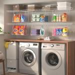 3-Pack Large Hanging Laundry Basket: Wire shelves for Laundry Room Organization with 360°Rotating Hooks Foldable Space Saving Over Washer and Dryer Shelves -Metal Laundry Basket Holder, White Patent