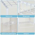 ThreeHio 3 Pack Laundry Room Shelves Wall Mounted with Wire Storage Baskets, Over Washer and Dryer Shelves with Hanging Rods and Hooks, Wire Wall Shelves Baskets for Laundry Organization and Storage