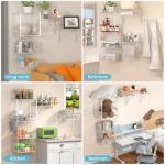 ThreeHio 3 Pack Laundry Room Shelves Wall Mounted with Wire Storage Baskets, Over Washer and Dryer Shelves with Hanging Rods and Hooks, Wire Wall Shelves Baskets for Laundry Organization and Storage