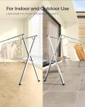 SONGMICS Clothes Drying Rack, Heavy-Duty Laundry Drying Rack, 52.4-78.7 Inches Extendable, Foldable Freestanding Airer, Stainless Steel, for Indoor Outdoor Use, Dove Gray ULLR902E01