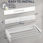 Foldable Wall Mounted Drying Rack 28 inch - Easy to Install Hanging Rack for Laundry Room - Space Saving Design with 55-lb Capacity - Perfect Drying Racks for Clothes Towels & More