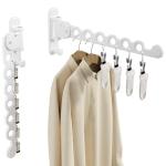 Danpoo Clothes Drying Rack Foldable Wall Mounted Laundry Drying Rack Clothing Coat Hanger Clothes Dryer White
