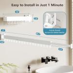 JAUREE Clothes Drying Rack Wall Mounted, Laundry Drying Rack Collapsible, Space Saving Wall Drying Rack Clothing Foldable, Tri-Fold Retractable Rack Outdoor Indoor with 18 Hooks, White