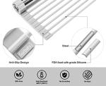 Surpahs Over Sink Foldable Multipurpose Roll-Up Dish Drying Rack, Silicone Wrapped Stainless Steel, Warm Gray, 20.5" x 13.1"