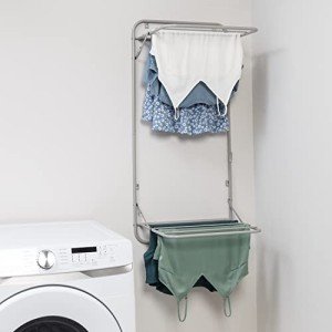 Honey-Can-Do Over The Door Two Tier Retractable Drying Rack for Clothing, Gray DRY-09792 Grey