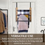 MyGift Rustic Over The Door Towel Rack, 3 Tier Solid Burnt Wood and Matte Black Metal Space Saving Bathroom Door Hanging Towel Bar
