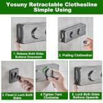 Yosuny Retractable Clothesline - 16.7Ft Twin Clothes Drying Laundry Line Indoor, Retractable Clothes Lines for Hanging Clothes Outdoor, Heavy Duty Retracting Clothing Line Wall Mounted, Shinygrey