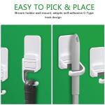 Tinkeep 3pack Broom and Mop Holder Wall Mount No Drill Mop and Broom Gripper Mop Handle Hanger Household Cleaning Organizer, Holds up to 6 lb