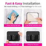 DOMAXCAI 4 Pack Anti-Slip Broom Holder, Space-Saving, Damage-Free Wall Mount, Stainless Steel, Black