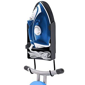 Pensino Ironing Board Hanger Wall Mount Ironing Holder Heat Resistant Iron Hanger with Iron Board Rack for Max 5 Inch Width (Black)