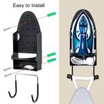 Pensino Ironing Board Hanger Wall Mount Ironing Holder Heat Resistant Iron Hanger with Iron Board Rack for Max 5 Inch Width (Black)