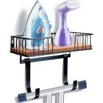 TJ.MOREE Ironing Board Hanger Metal Wall Mount Iron and Ironing Board Holder, Laundry Room Decor and Storage with Large Storage Black