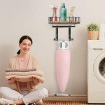 TJ.MOREE Ironing Board Hanger Metal Wall Mount Iron and Ironing Board Holder, Laundry Room Decor and Storage with Large Storage Black