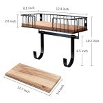 TJ.MOREE Ironing Board Hanger Metal Wall Mount Iron and Ironing Board Holder, Laundry Room Decor and Storage with Large Storage Black