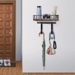 TJ.MOREE Ironing Board Hanger Metal Wall Mount Iron and Ironing Board Holder, Laundry Room Decor and Storage with Large Storage Black