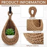 Honeydak Hanging Wall Basket Teardrop Hanging Baskets Onion Basket Coat Bohemian Storage Fruit Wall Hooks for Kitchen Wall Home Restaurant Storage Vegetable, 3 Sizes(Linen)