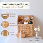 CHI AN HOME Set of 2 Wicker Hanging Storage Baskets, Handwoven Wall Baskets for Mail, Files, Books & Accessories, Wall-Mounted Organizer for Entryway, Kitchen, Office, Boho Farmhouse Decor